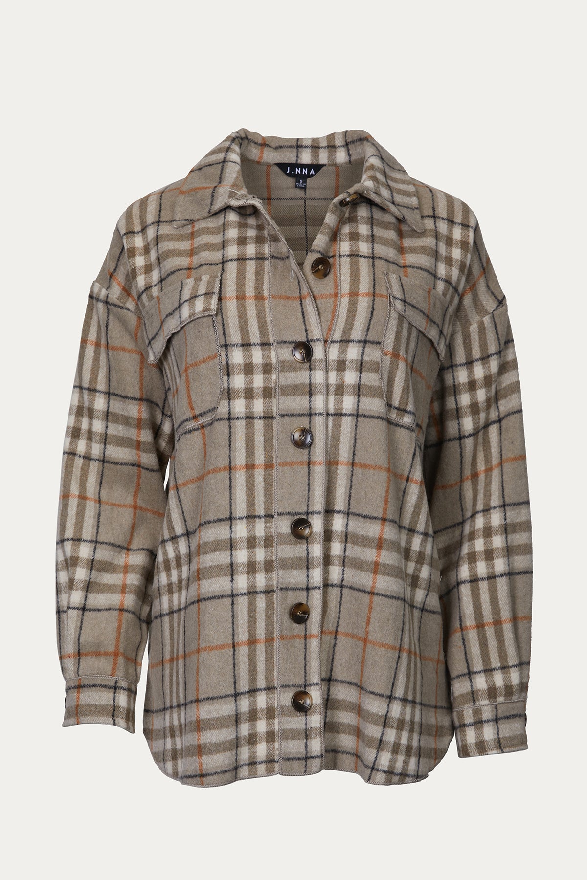 J.nna purchases Plaid Button Down Oversized Jacket