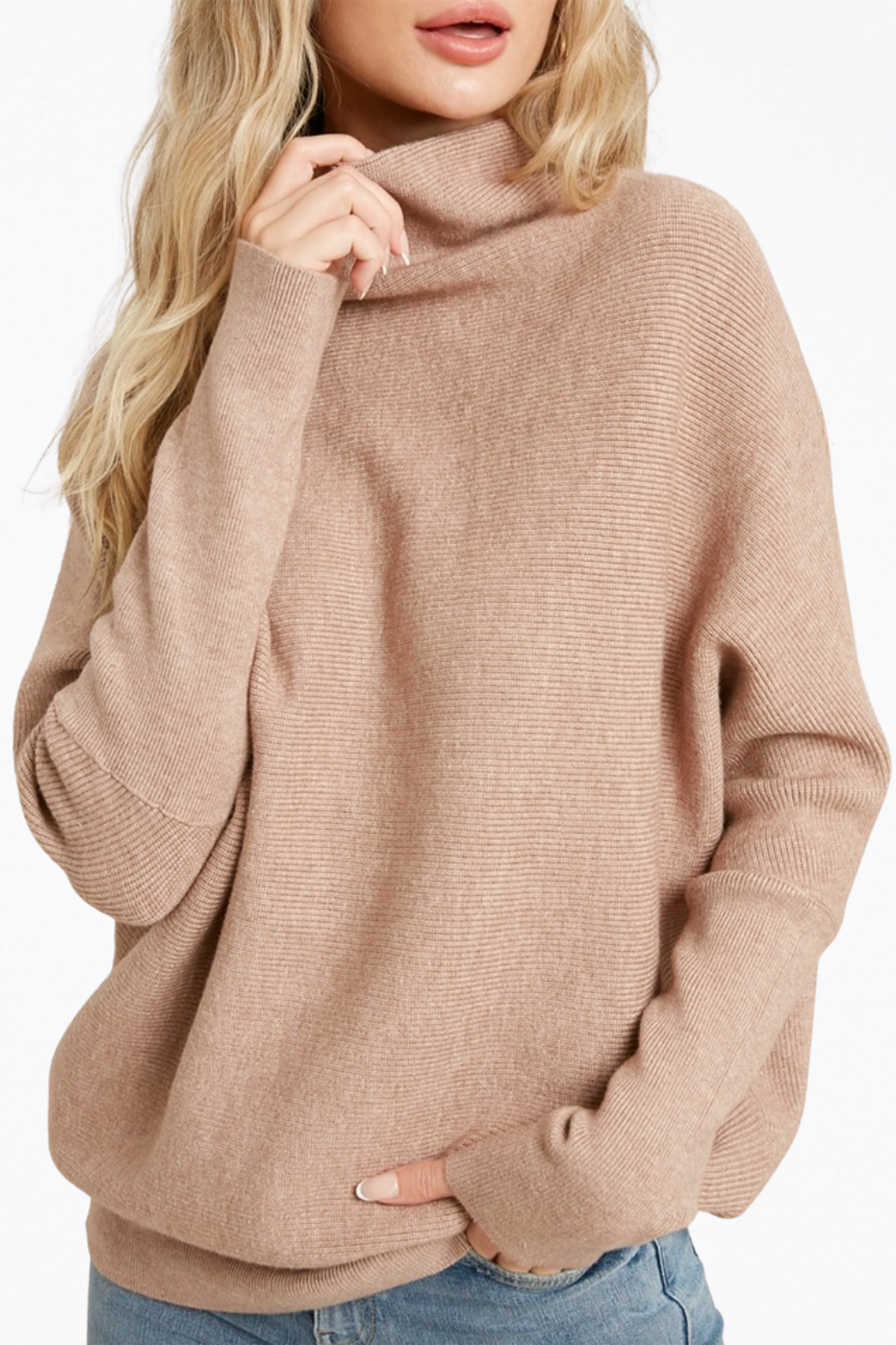 Lush Far Away Ivory Ribbed Knit Slouchy Sweater