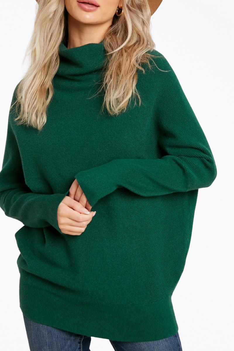 BLUIVY | GREEN SLOUCH-NECK DOLMAN PULLOVER | The Silence Company